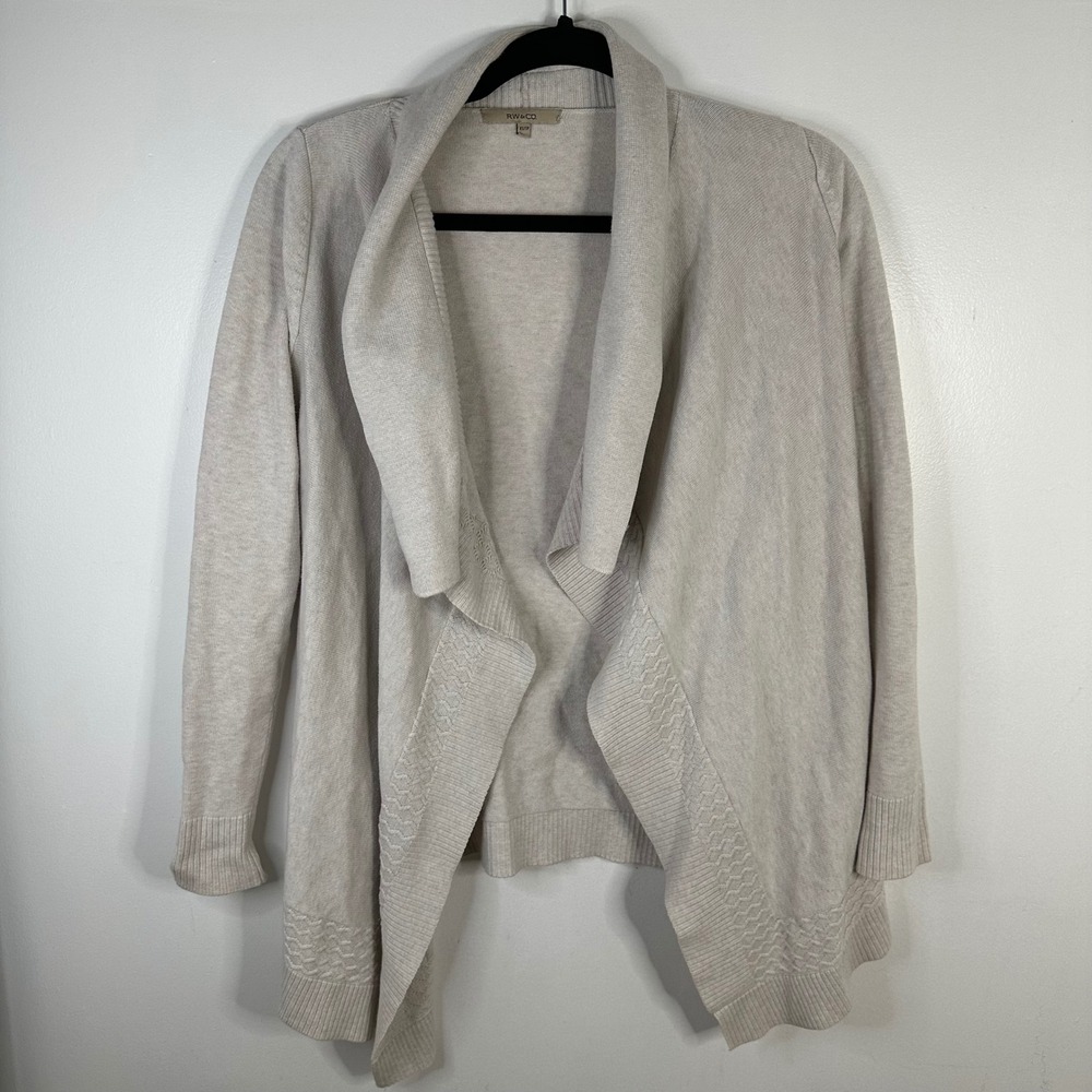 RW&CO. Womens Cardigan XS Cream Open Front‎ Knit Casual Comfy Layering Top
